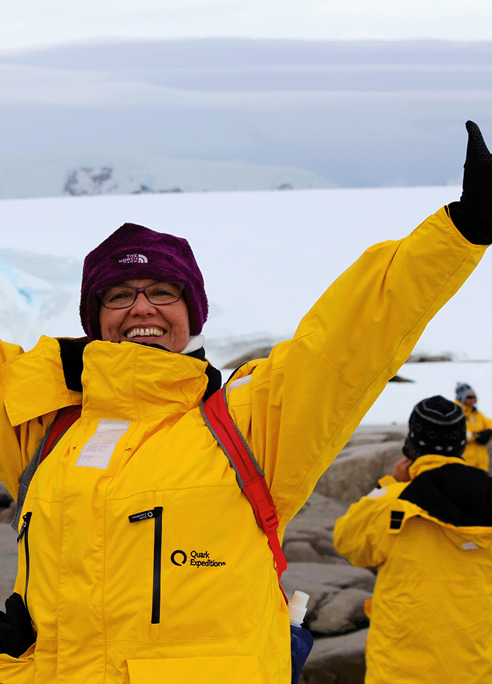 Jennifer Elliot in atatrctica sml Jennifer Elliott, CEO and Founder of Integrity and Values, at a leadership retreat in Antarctica